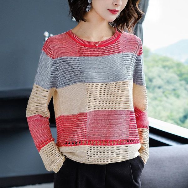 spring autumn women sweater korean color matching loose striped long-sleeved pullover knitwear hollow women's sweaters, White;black
spring autumn women sweater korean color matching loose striped long-sleeved pullover knitwear hollow women's sweaters, White;black