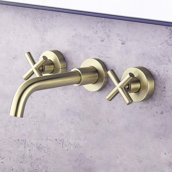 brushed gold brass bathroom sink faucet wall mounted cold water basin mixer tap two handles faucets
brushed gold brass bathroom sink faucet wall mounted cold water basin mixer tap two handles faucets