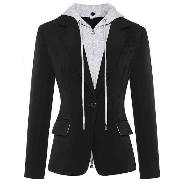 women's suits & blazers est stylish designer jacket zip removable hooded single buttons casual f45s, White;black
women's suits & blazers est stylish designer jacket zip removable hooded single buttons casual f45s, White;black