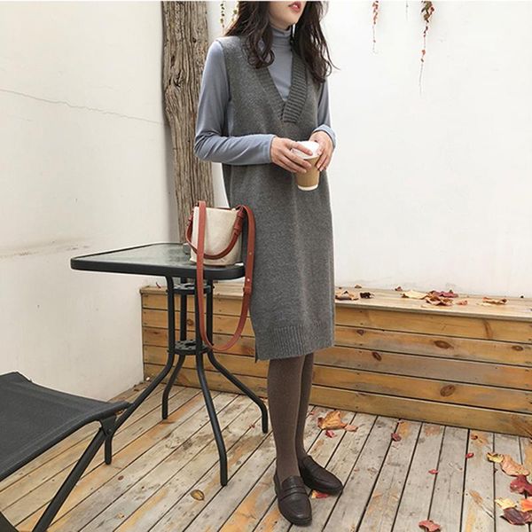 chic casual sweater vest dress women korean autumn winter sleeveless knitted plus size female vestidos dresses, Black;gray
chic casual sweater vest dress women korean autumn winter sleeveless knitted plus size female vestidos dresses, Black;gray