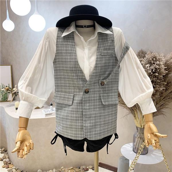 women's vests niche design women's clothing 2021 autumn temperament lantern sleeve shirt plaid blazer vest, Black;white
women's vests niche design women's clothing 2021 autumn temperament lantern sleeve shirt plaid blazer vest, Black;white