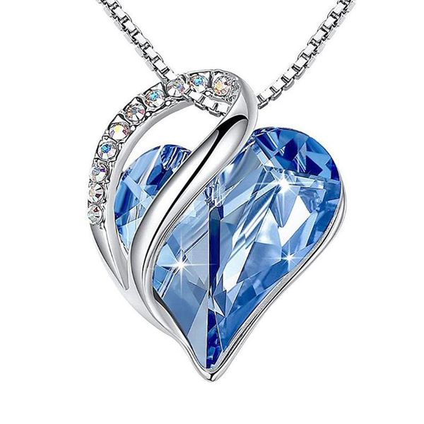the new twelve months birthstone crystal pendant clavicle chain heart of the sea love heart shape necklace, Silver
the new twelve months birthstone crystal pendant clavicle chain heart of the sea love heart shape necklace, Silver