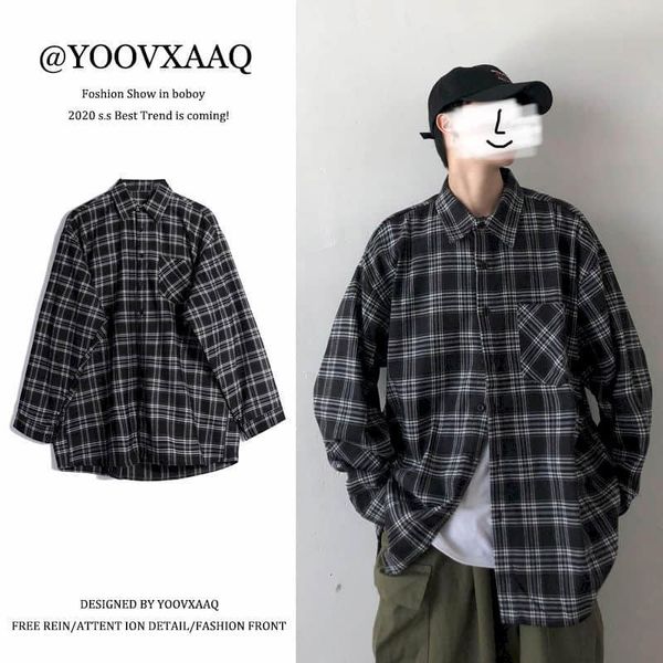 men's casual shirts spring and summer plaid shirt women's thin jacket men's avant-garde fashion retro style hong kong street, White;black
men's casual shirts spring and summer plaid shirt women's thin jacket men's avant-garde fashion retro style hong kong street, White;black