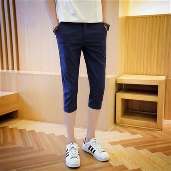 men's cropped pants korean slim summer casual shorts five points loose 210420, White;black
men's cropped pants korean slim summer casual shorts five points loose 210420, White;black