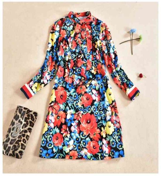 runway dresses europe and the united states spring autumn show elegant print bow dress oemd, Black
runway dresses europe and the united states spring autumn show elegant print bow dress oemd, Black