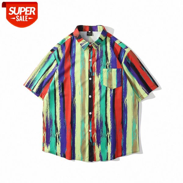 retro painted striped flower shirt short-sleeved male weiyi loose bf couple hip-hop street #ml1q, White;black
retro painted striped flower shirt short-sleeved male weiyi loose bf couple hip-hop street #ml1q, White;black