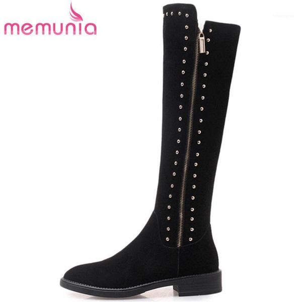 boots memunia 2021 fashion rivet cow suede leather zip platform knee high for women round toe med heels female1, Black
boots memunia 2021 fashion rivet cow suede leather zip platform knee high for women round toe med heels female1, Black