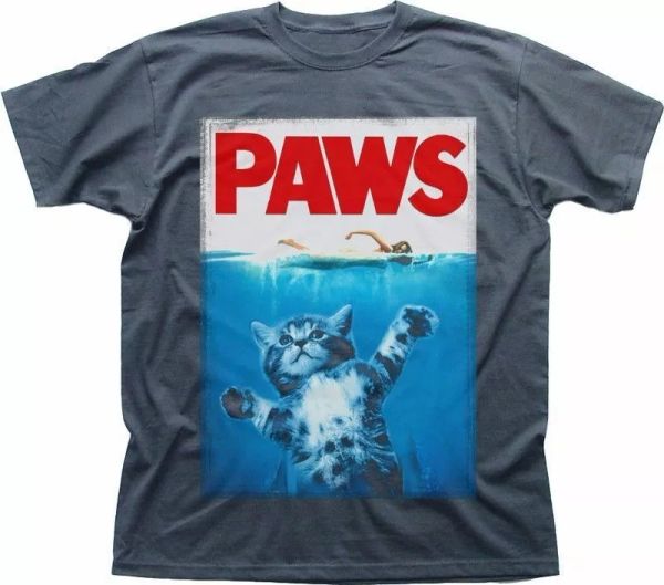 paws kitten jaws poster parody funny charcoal grey printed t-shirt 9292, White;black
paws kitten jaws poster parody funny charcoal grey printed t-shirt 9292, White;black