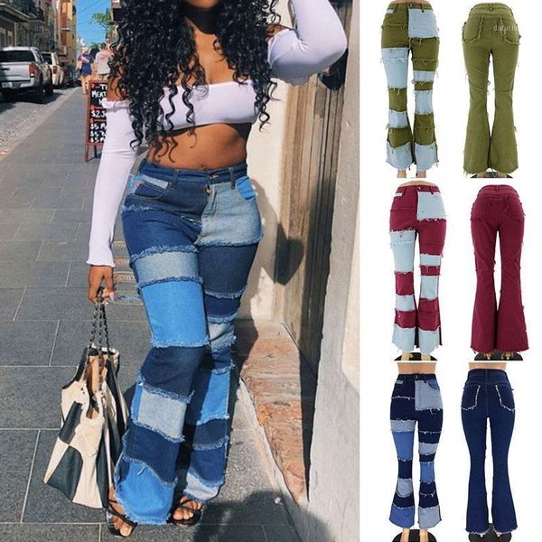 fashion women's patch flare jeans hight waist bell bottom hem denim pants vintage trousers ll@17, Blue
fashion women's patch flare jeans hight waist bell bottom hem denim pants vintage trousers ll@17, Blue