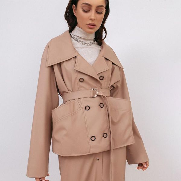 elina fashion solid pu leather blazers women elegant loose double breasted jackets spring notched tie belt suits ladies women's &, White;black
elina fashion solid pu leather blazers women elegant loose double breasted jackets spring notched tie belt suits ladies women's &, White;black
