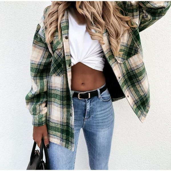 women's blouses & shirts 2021 autumn/winter long sleeve plaid printed single breasted pocket warm clothes ladies casual loose, White
women's blouses & shirts 2021 autumn/winter long sleeve plaid printed single breasted pocket warm clothes ladies casual loose, White