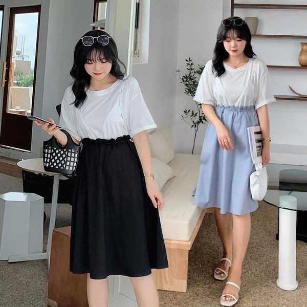summer oversized women's contrast stitched dress plus size clothing for women casual dresses, Black;gray
summer oversized women's contrast stitched dress plus size clothing for women casual dresses, Black;gray
