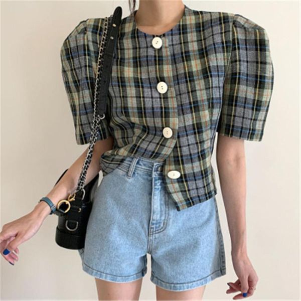 women's blouses & shirts rugod 2021 arrivals plaid single-breasted summer shirt for ladies puff sleeve female fashion chic sweet, White
women's blouses & shirts rugod 2021 arrivals plaid single-breasted summer shirt for ladies puff sleeve female fashion chic sweet, White