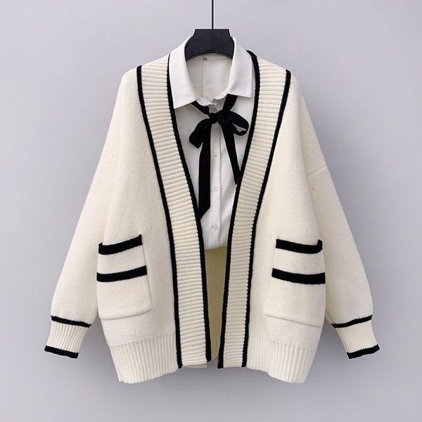women's knits & tees 2021 coat korean style loose pockets simple fashion sweater cardigan knitted color matching jacket autumn and wint, White
women's knits & tees 2021 coat korean style loose pockets simple fashion sweater cardigan knitted color matching jacket autumn and wint, White