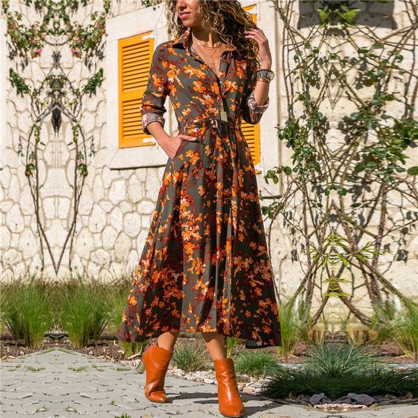 casual dresses long dress women floral print boho sleeve turn down collar ladies vestidos, Black;gray
casual dresses long dress women floral print boho sleeve turn down collar ladies vestidos, Black;gray