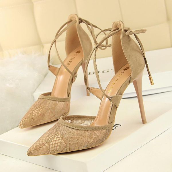 european and american style high heels stiletto shallow mouth pointed lace cross strap hollow sandals, Black
european and american style high heels stiletto shallow mouth pointed lace cross strap hollow sandals, Black