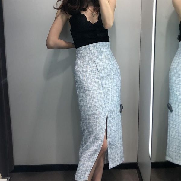 skirts 2021 autumn women small fragrance design sense plaid high waist front slit tweed bag hip long skirt, Black
skirts 2021 autumn women small fragrance design sense plaid high waist front slit tweed bag hip long skirt, Black