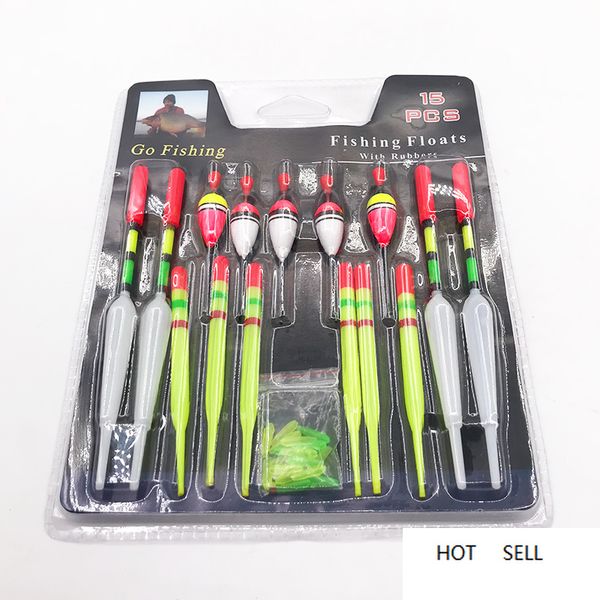1 set (15pcs) vertical buoy sea fishing floats assorted size for most type of angling with attachment rubbers fishing lures
1 set (15pcs) vertical buoy sea fishing floats assorted size for most type of angling with attachment rubbers fishing lures