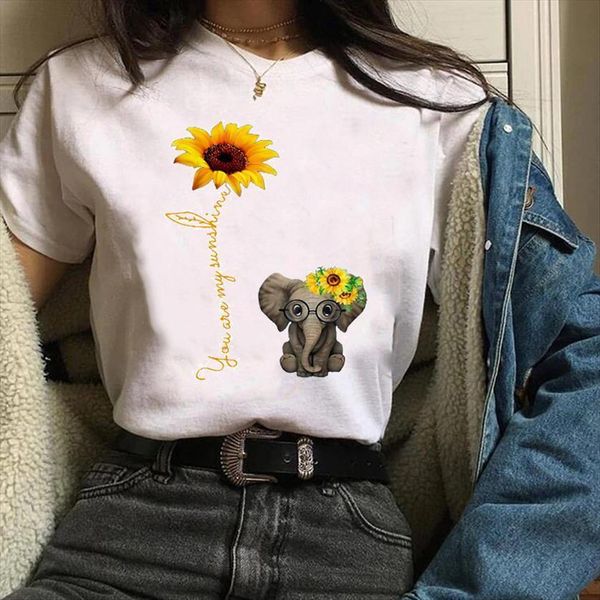 print clothing graphic elephant womens t shirts sunflower fashion cute trend clothes tees female shirt, White
print clothing graphic elephant womens t shirts sunflower fashion cute trend clothes tees female shirt, White