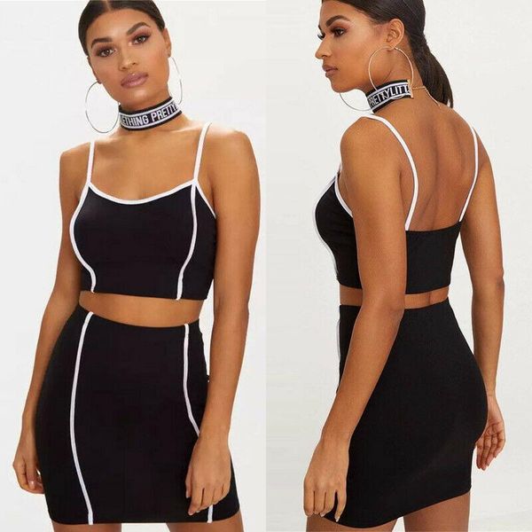 two piece dress fashion summer women 2 set bodycon skirt outfit sleeveless crop mini sets, White
two piece dress fashion summer women 2 set bodycon skirt outfit sleeveless crop mini sets, White