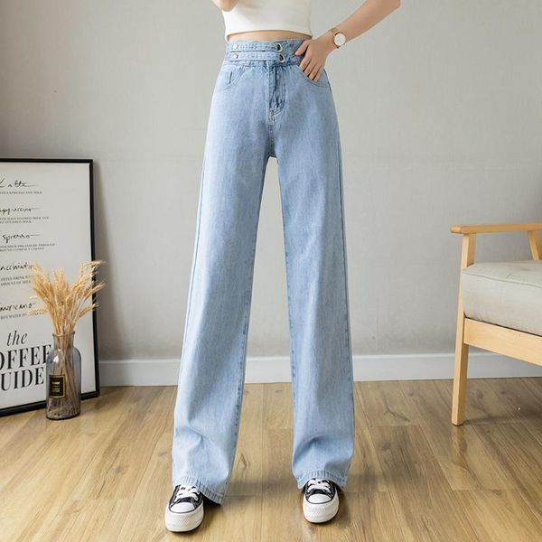 women's jeans pants female 2021 summer dress sense of tall waist little loose hanging straight thin mop the floor, Blue
women's jeans pants female 2021 summer dress sense of tall waist little loose hanging straight thin mop the floor, Blue