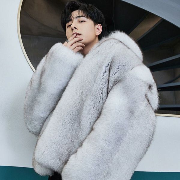 2021 winter coat faux fox fur coat men's short coats high qualty thick waterproof lapel long sleeve jackets 9y9464, Black
2021 winter coat faux fox fur coat men's short coats high qualty thick waterproof lapel long sleeve jackets 9y9464, Black