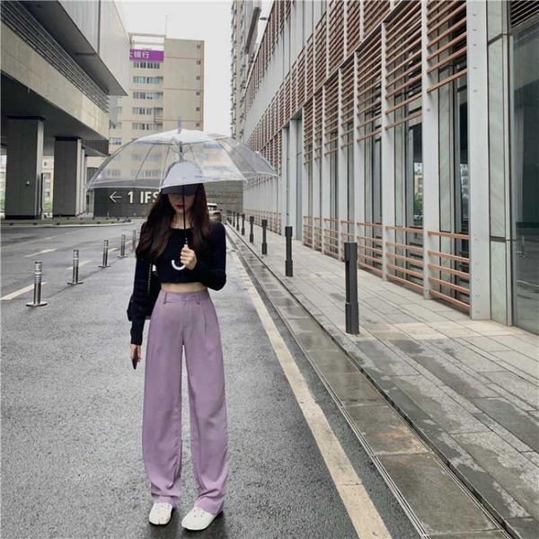 women's pants & capris suit wide leg 2021 casual autumn winter korean style solid woman high waist trousers women loose chic pantalon, Black;white
women's pants & capris suit wide leg 2021 casual autumn winter korean style solid woman high waist trousers women loose chic pantalon, Black;white