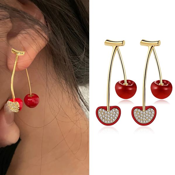 cute simulation full crystal red cherry hanging earrings sweet resin gold color for women girl fruit earring, Silver
cute simulation full crystal red cherry hanging earrings sweet resin gold color for women girl fruit earring, Silver