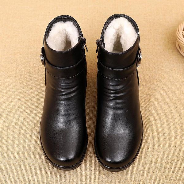 boots winter genuine leather wedge heels women snow famale non-slip warm fur ankle women's casual shoes, Black
boots winter genuine leather wedge heels women snow famale non-slip warm fur ankle women's casual shoes, Black