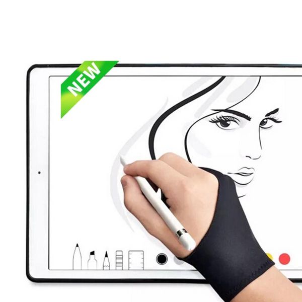 finger anti-fouling glove,both for right and left hand any graphics drawing tablet artist refills, Black;red