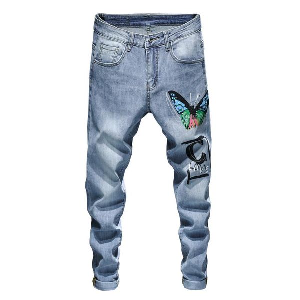 men's jeans light blue men slim fit elasticity arrivals printed butterfly patterns letters designer casual pants denim clothes
men's jeans light blue men slim fit elasticity arrivals printed butterfly patterns letters designer casual pants denim clothes