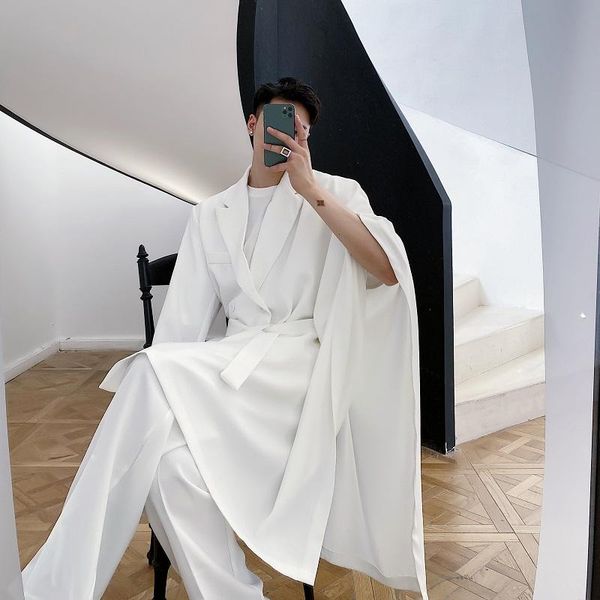 men's suits & blazers men asymmetric double breasted casual suit jacket male women fashion show coat cloak stage clothing, White;black
men's suits & blazers men asymmetric double breasted casual suit jacket male women fashion show coat cloak stage clothing, White;black