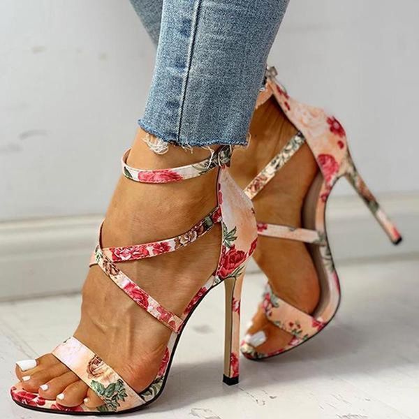 summer print high heels women sandals open toe cross strappy party wedding shoes fashion stiletto platform ladies, Black
summer print high heels women sandals open toe cross strappy party wedding shoes fashion stiletto platform ladies, Black