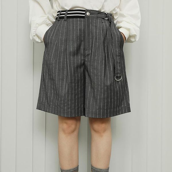 women's shorts 2021 summer casual with decorative belt adjustable high waist womens's stripe print, White;black
women's shorts 2021 summer casual with decorative belt adjustable high waist womens's stripe print, White;black