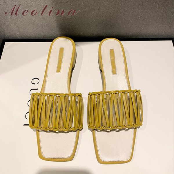 meotina women sandals low heel slippers ladies footwear square toe slides cutout summer yellow pink 43, Black
meotina women sandals low heel slippers ladies footwear square toe slides cutout summer yellow pink 43, Black