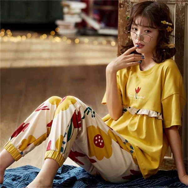 women's sleepwear large size casual home clothes for women short sleeve long pant pajamas set spring autumn cotton pijama cute cartoon, Black;red
women's sleepwear large size casual home clothes for women short sleeve long pant pajamas set spring autumn cotton pijama cute cartoon, Black;red
