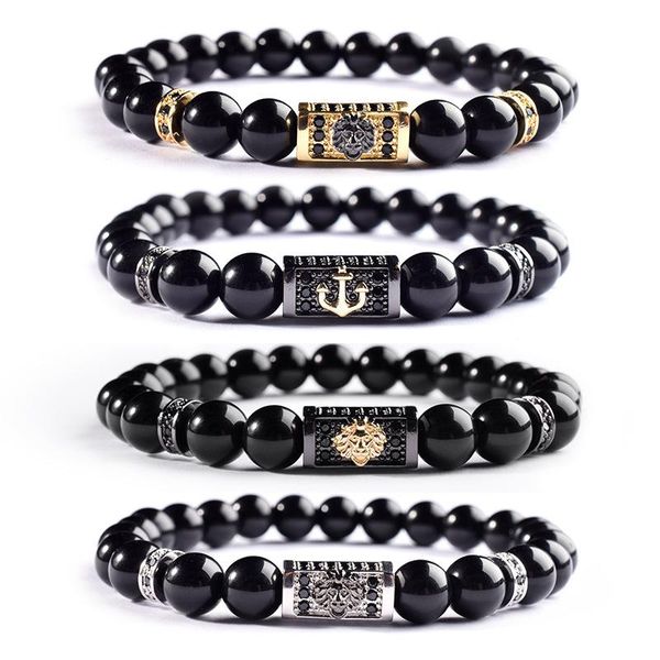 charm bracelets fashion men's natural stone bracelet black 8mm beads zircon elastic bangles handmade pulseras jewelry, Golden;silver
charm bracelets fashion men's natural stone bracelet black 8mm beads zircon elastic bangles handmade pulseras jewelry, Golden;silver