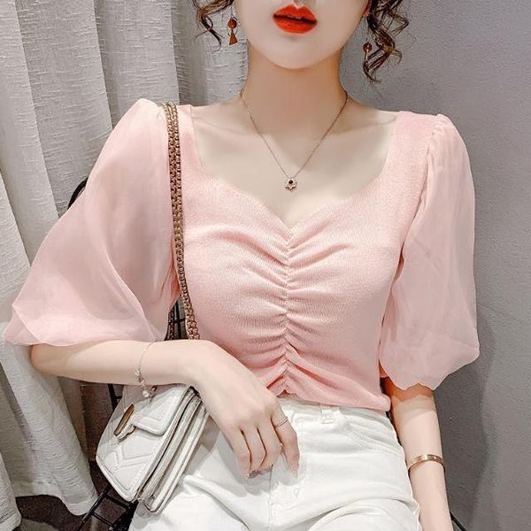 women's t-shirt women 2021 summer fashion ice silk knitted female short sleeve slim patchwork ladies v-neck pullover q01, White
women's t-shirt women 2021 summer fashion ice silk knitted female short sleeve slim patchwork ladies v-neck pullover q01, White