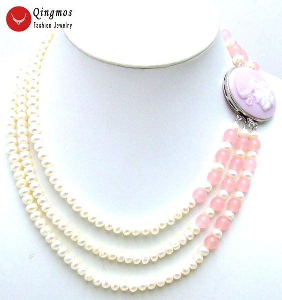 Qingmos Natural Pearl Neckalce For Women With Pink Jades & 6mm Flat Round 3 Strands Chokers Necklace Jewelry 17" Nec5199, Golden;silver
Qingmos Natural Pearl Neckalce For Women With Pink Jades & 6mm Flat Round 3 Strands Chokers Necklace Jewelry 17" Nec5199, Golden;silver