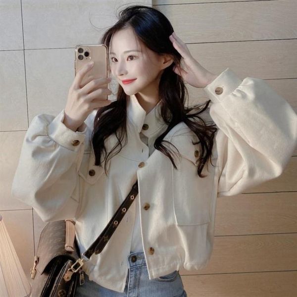 women's jackets cotton short coat work jacket 2021 spring and autumn korean loose casual fashion ins versatile, Black;brown
women's jackets cotton short coat work jacket 2021 spring and autumn korean loose casual fashion ins versatile, Black;brown