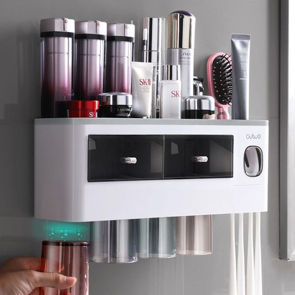 bath accessory set wall mounted automatic toothpaste dispenser squeezer storage rack toothbrush holder with magnetic cups drawer bathroom su
bath accessory set wall mounted automatic toothpaste dispenser squeezer storage rack toothbrush holder with magnetic cups drawer bathroom su