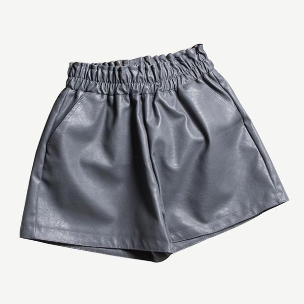 women's shorts fashion high waist pu leather women autumn and winter casual loose gray wide leg, White;black
women's shorts fashion high waist pu leather women autumn and winter casual loose gray wide leg, White;black
