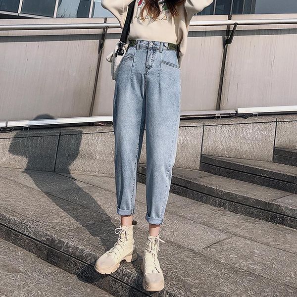 women's jeans korean high waist women slouchy loose harem retro blue elastic mom boyfriends pants 2021 autumn
women's jeans korean high waist women slouchy loose harem retro blue elastic mom boyfriends pants 2021 autumn