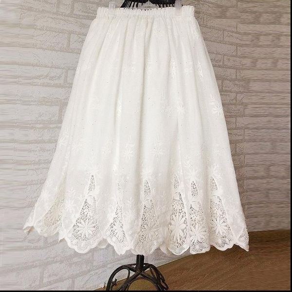 romantic white openwork embroidery women skirts retro cotton a line mori girl, Black
romantic white openwork embroidery women skirts retro cotton a line mori girl, Black