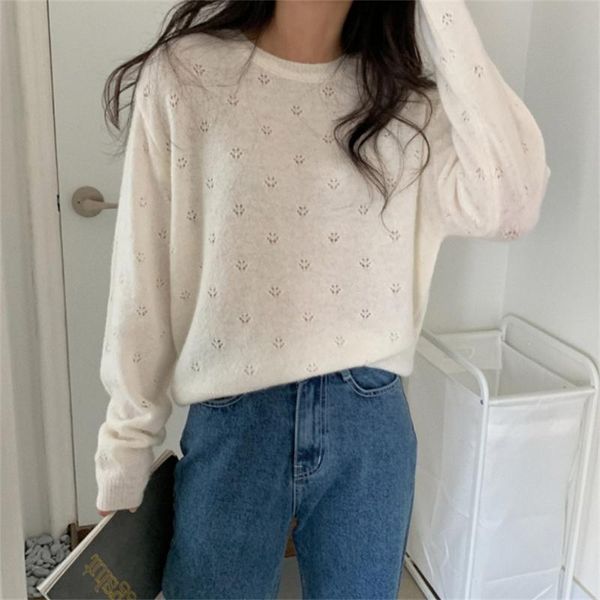 women's sweaters alien kitty sweet hollow out flowers soft women elegant knitted office wear fashion all match loose streetwear warm, White;black
women's sweaters alien kitty sweet hollow out flowers soft women elegant knitted office wear fashion all match loose streetwear warm, White;black