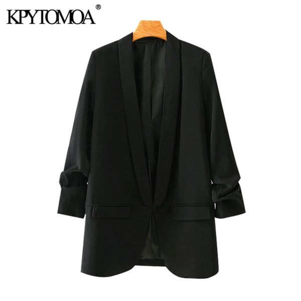 women fashion office wear basic black blazer coat vintage pleated sleeve pockets female outerwear chic 210416, White;black
women fashion office wear basic black blazer coat vintage pleated sleeve pockets female outerwear chic 210416, White;black