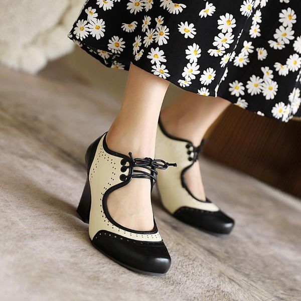 dress shoes classic women high heels spring mary jane fashion british style lace up round toe thick office party 34-43, Black
dress shoes classic women high heels spring mary jane fashion british style lace up round toe thick office party 34-43, Black