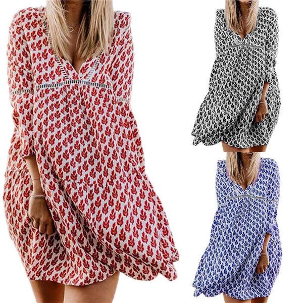 xingqing women boho mini dress casual leaf print flared sleeve v neck loose swing ladies dresses sundress, Black;gray
xingqing women boho mini dress casual leaf print flared sleeve v neck loose swing ladies dresses sundress, Black;gray