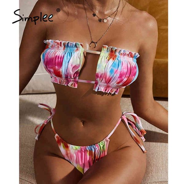 colorful women swimwear micro tie dye strapless ruffles bikini set bathing suit 2 piece swimsuit 210414, White;black
colorful women swimwear micro tie dye strapless ruffles bikini set bathing suit 2 piece swimsuit 210414, White;black