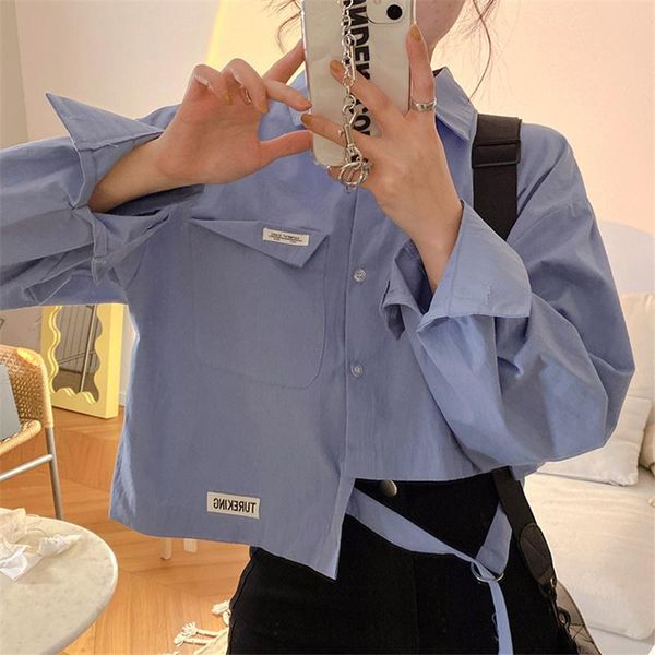 women's t-shirt shirt spring 2021 blue white asymmetrical hem irregular fashion long-sleeved lapel short loose top
women's t-shirt shirt spring 2021 blue white asymmetrical hem irregular fashion long-sleeved lapel short loose top